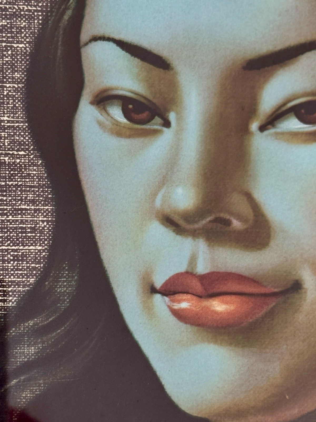 1950s Vintage Tretchikoff Miss Wong Glazed Teak Framed Print, Great Colours photo 249.0