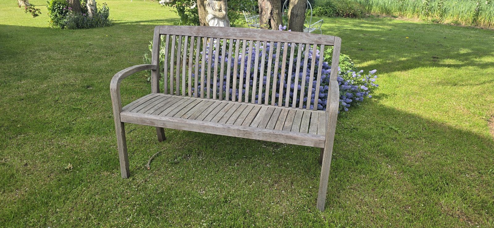 Well Weathered Silvered Teak Garden Bench photo furniture