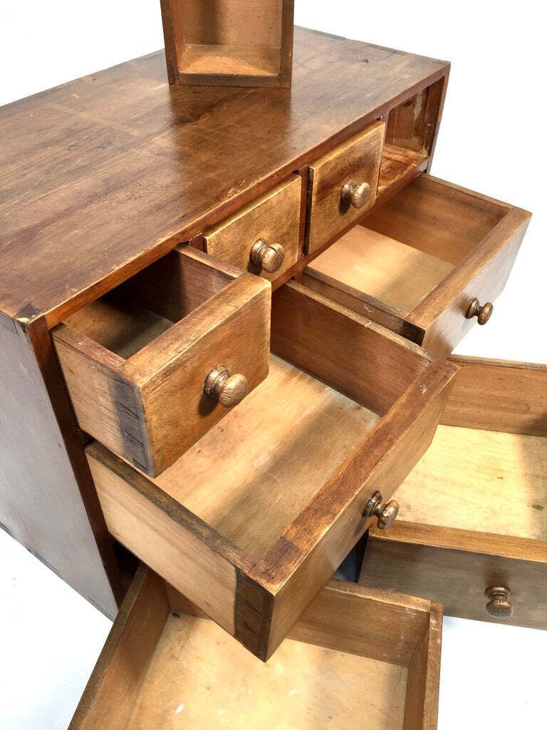 photo furniture Antique Wooden Large Pine Tabletop Apothecary / Seed Merchant Drawers / Cabinet