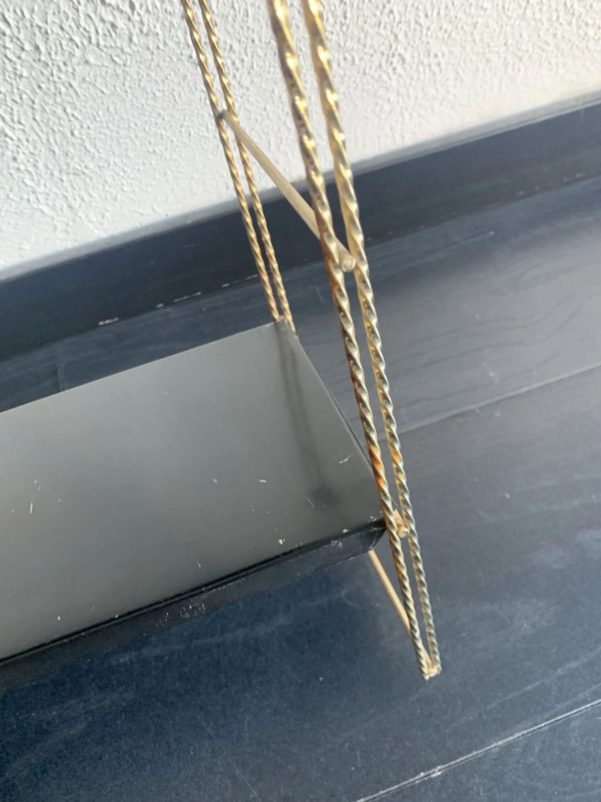 photo furniture Vintage 1960s String Wall Shelf, Black And Gold   60 X 48 Cm