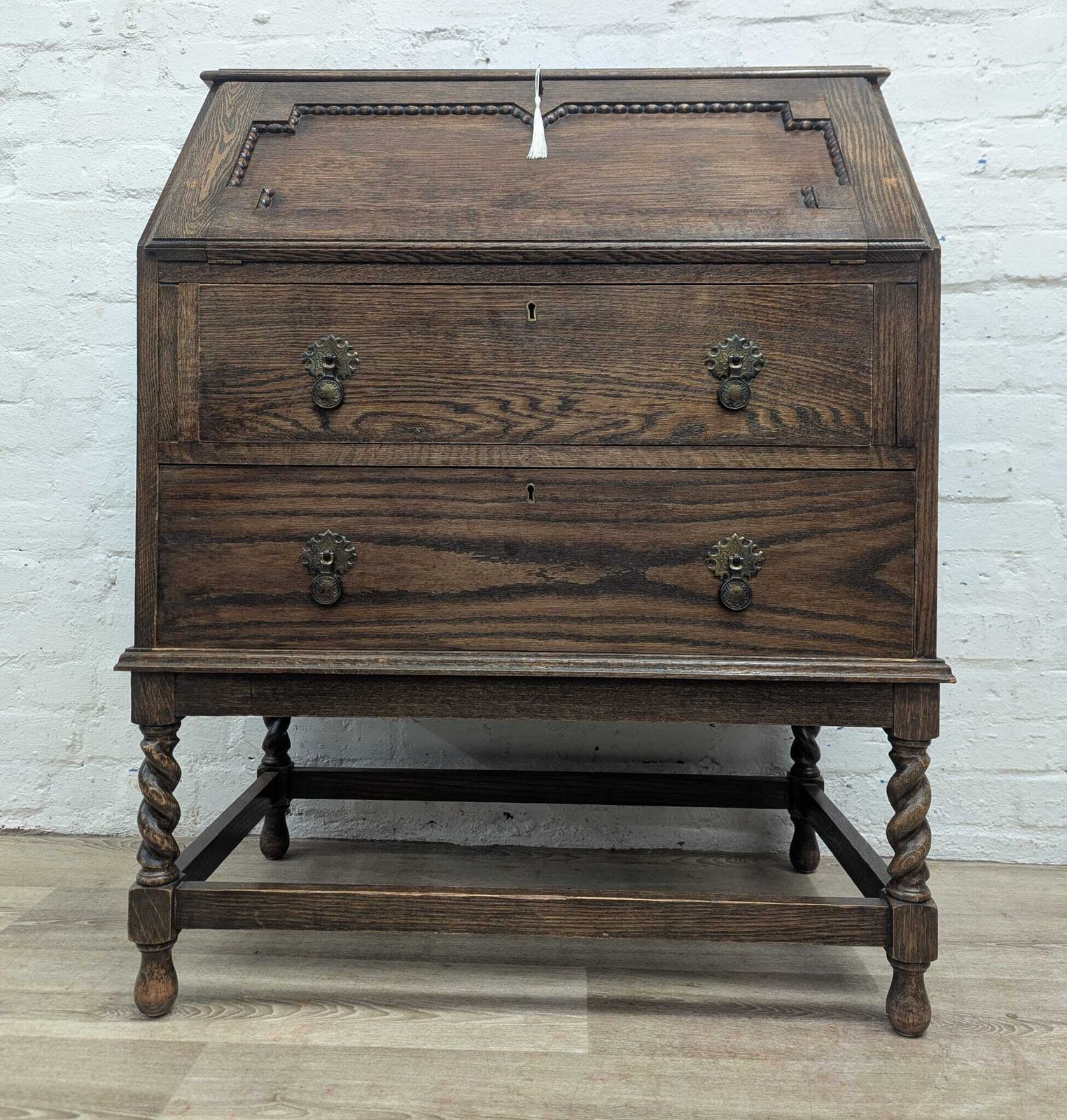 Early 20th Century Oak Jacobean Style Writing Bureau photo furniture