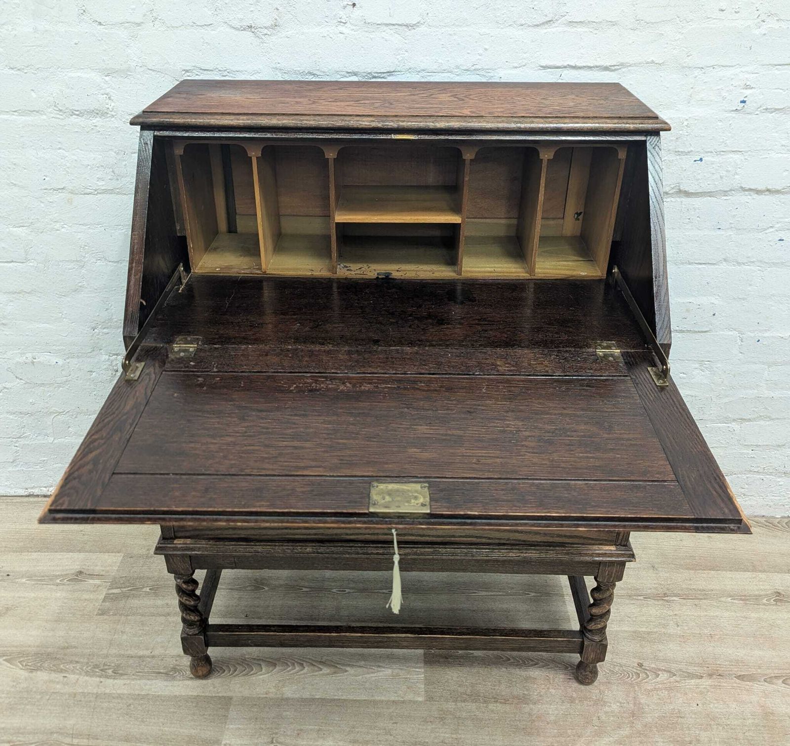 Early 20th Century Oak Jacobean Style Writing Bureau photo 150.0