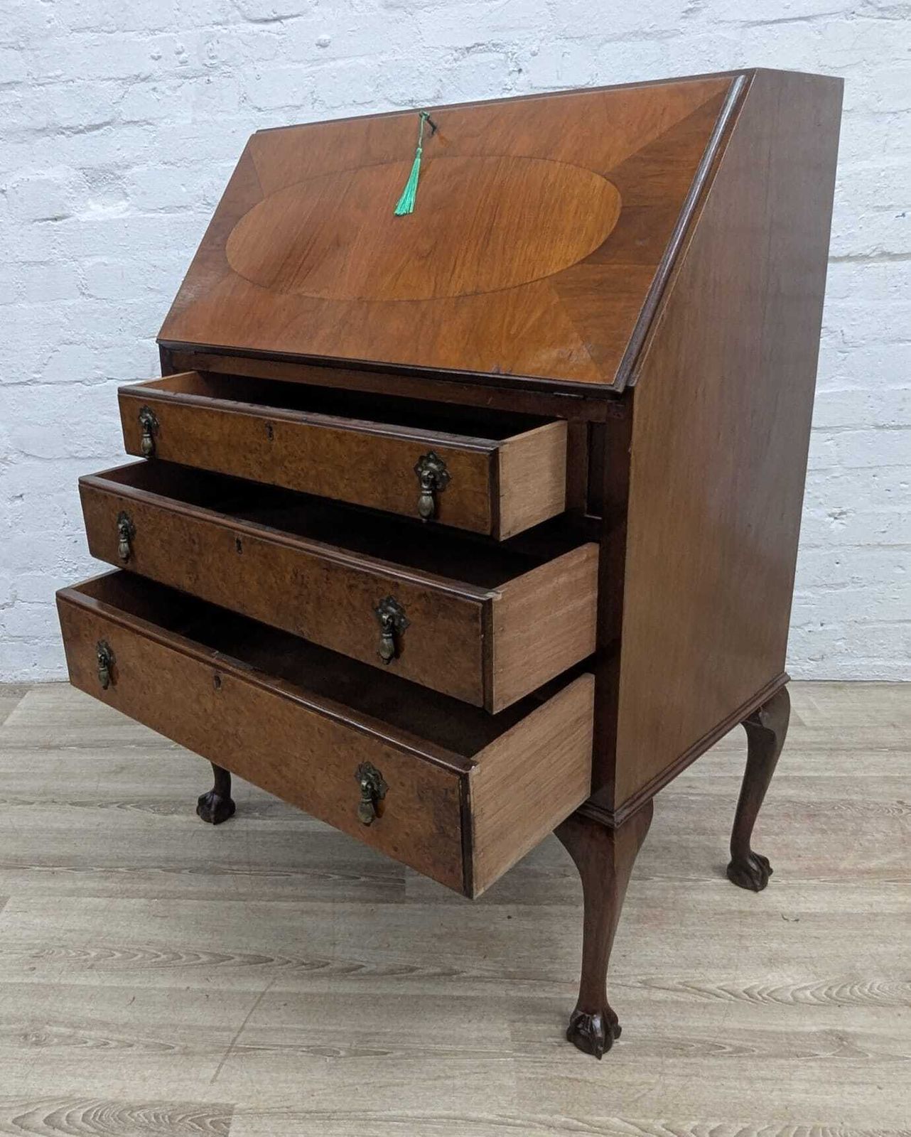 Early 20th Century Queen Anne Style Walnut Writing Bureau photo 120.0