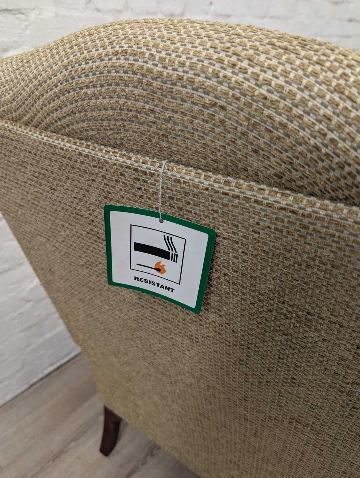 Contemporary Wing Back Armchair With Footstool Lime Green Weave photo buy