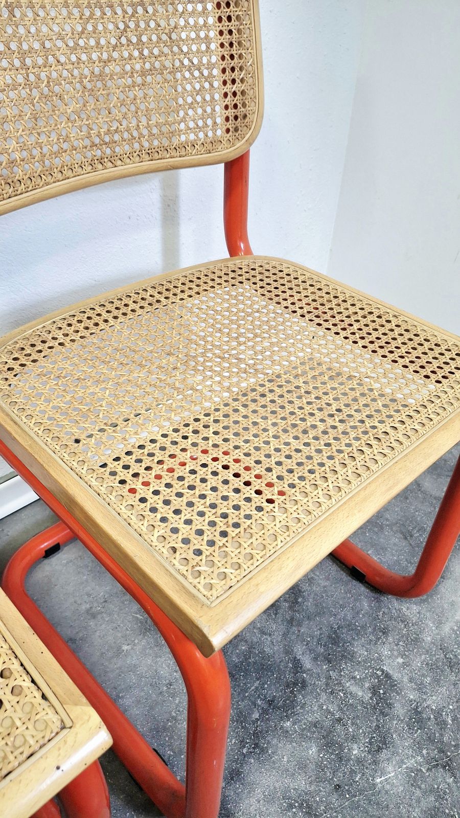 80s Red Tubular Cantilever Chair photo for sale