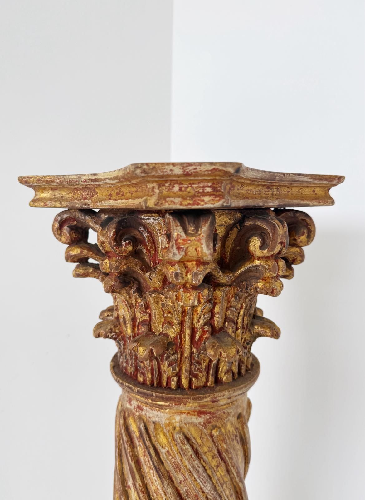Gilded Spiral Column With Corinthian Capital, Central Italy, Baroque Style photo for sale