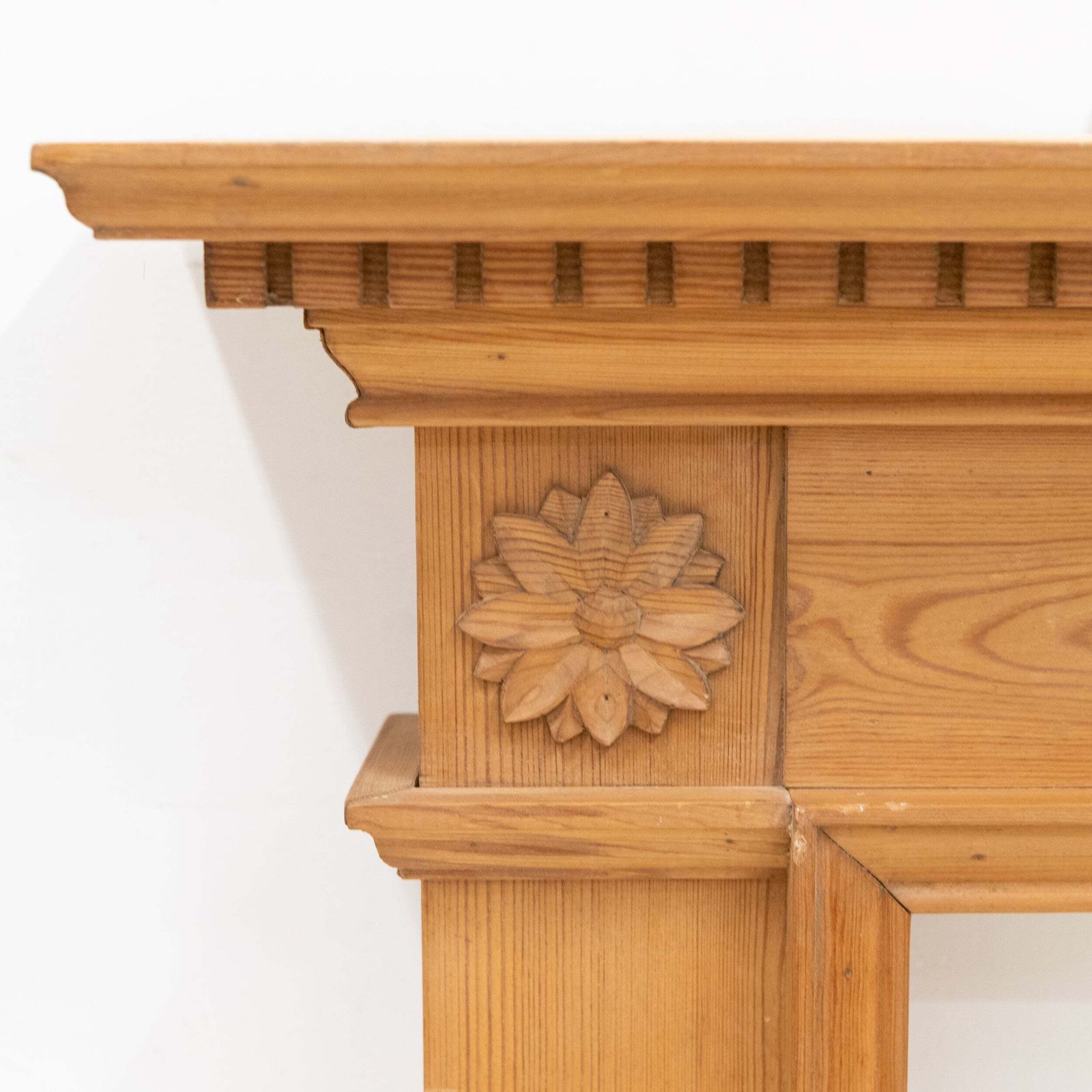 Antique Wooden Fireplace Surround With Flowers photo furniture