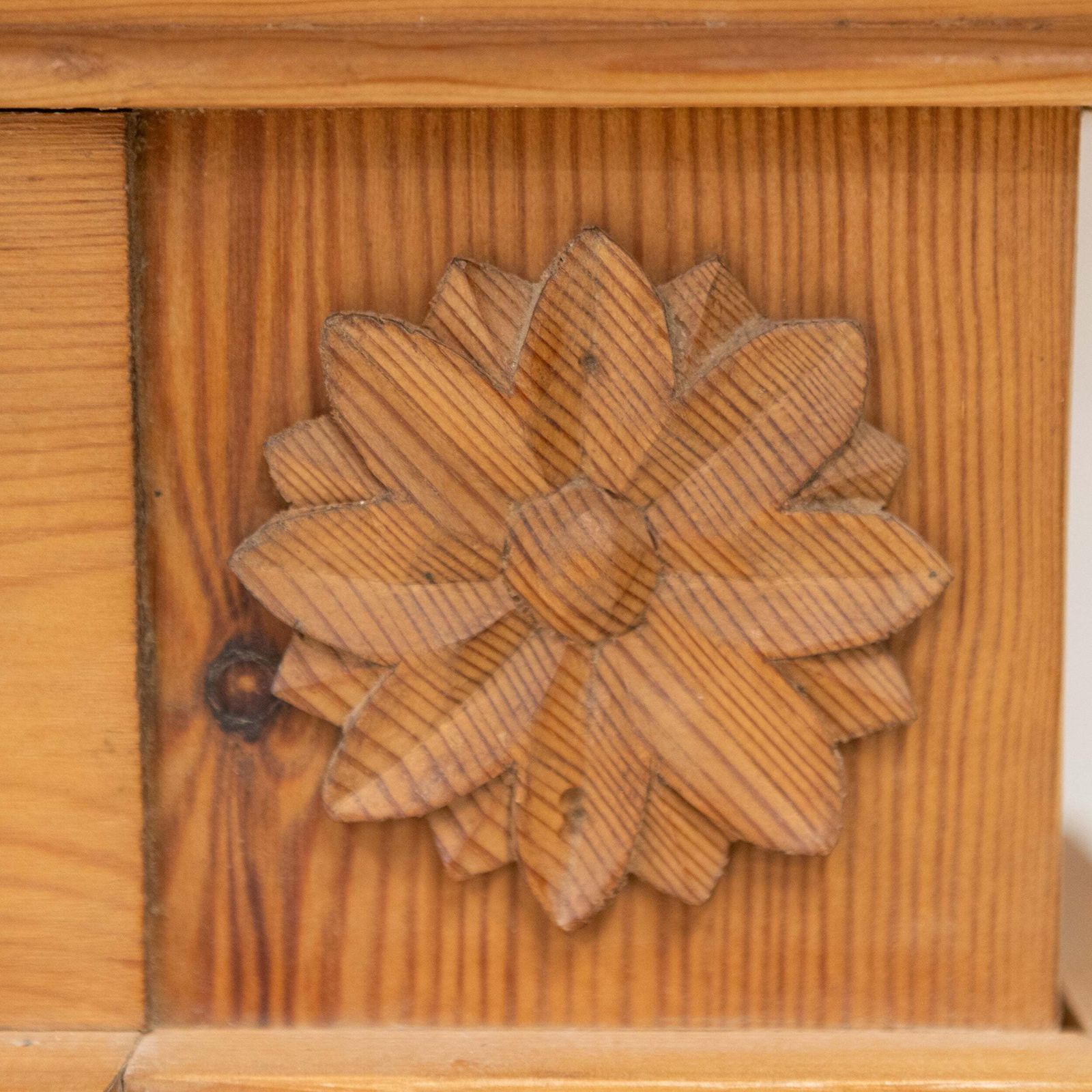 Antique Wooden Fireplace Surround With Flowers photo 360.0
