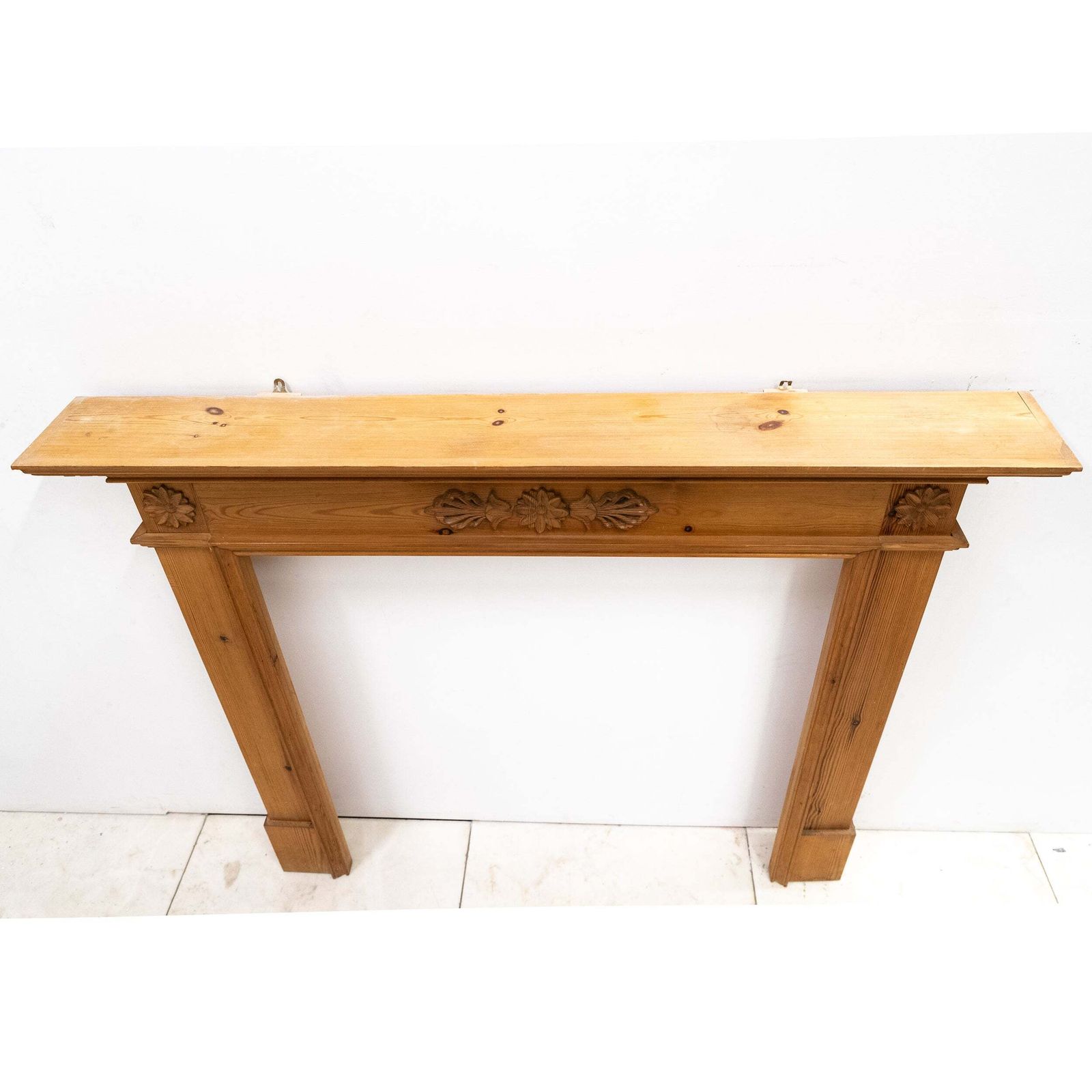photo furniture Antique Wooden Fireplace Surround With Flowers