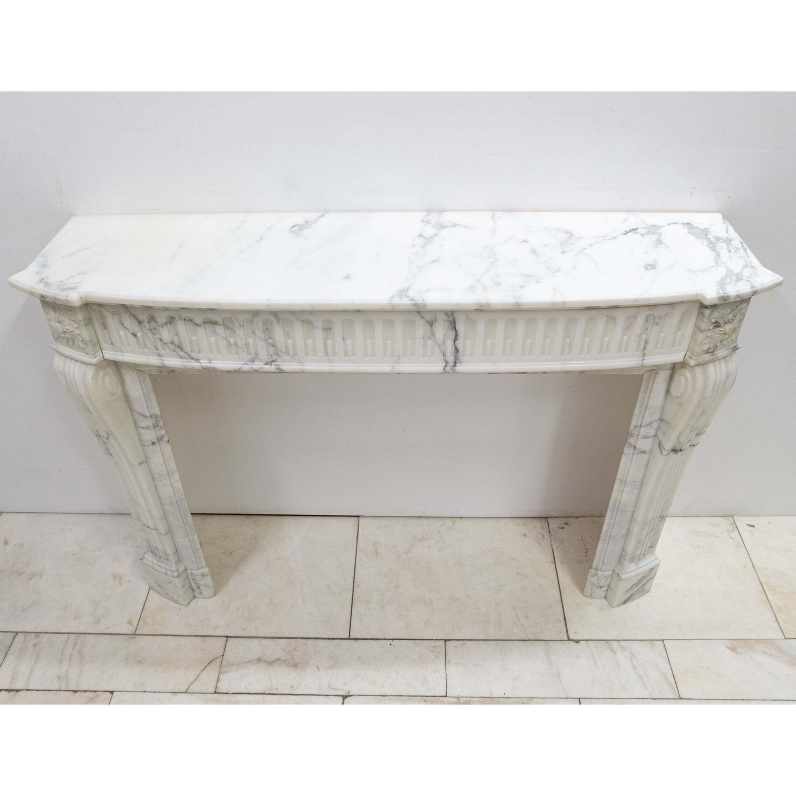 Antique 19th Century Arabescato Marble Louis XVI Style Fireplace Surround photo for sale