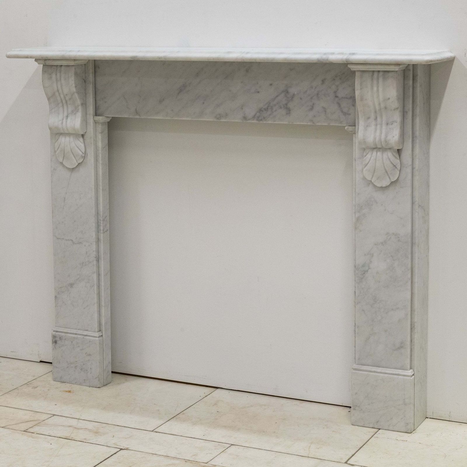 Home Fixtures Victorian Style Carrara Marble Fireplace Surround With Corbels photo