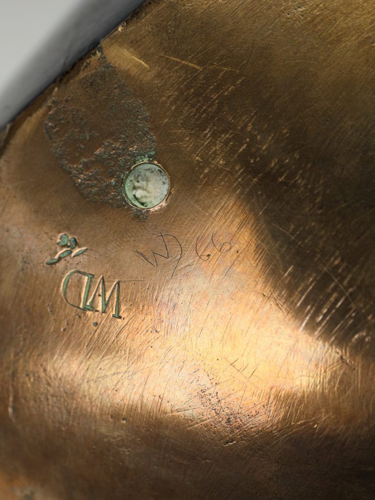 photo vintage Mid Century Modern British Abstract Bronze Sculpture By 'Wd' – Dated 1966