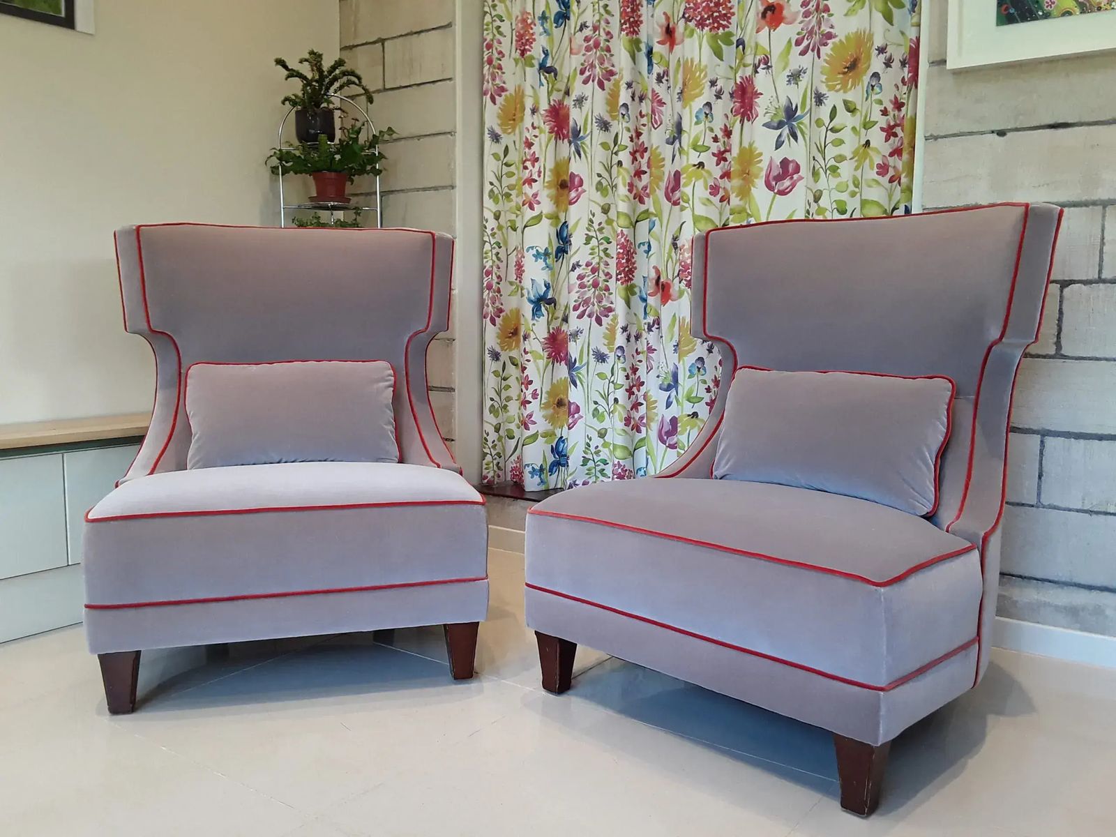 Set Of Baker Sorbonne French Slipper Chairs Up Holstered In Silk Velvet