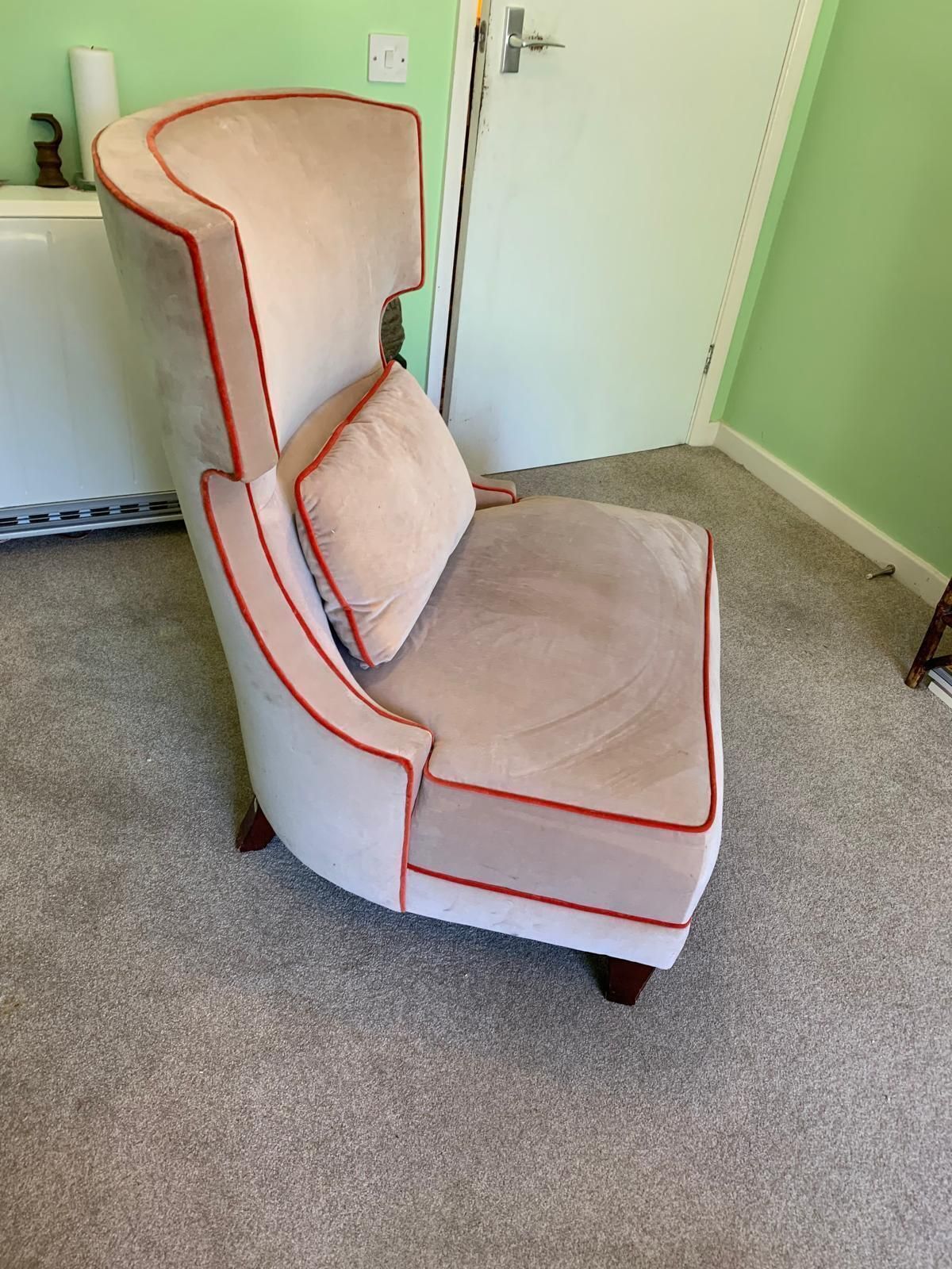 Set Of Baker Sorbonne French Slipper Chairs Up Holstered In Silk Velvet photo for sale