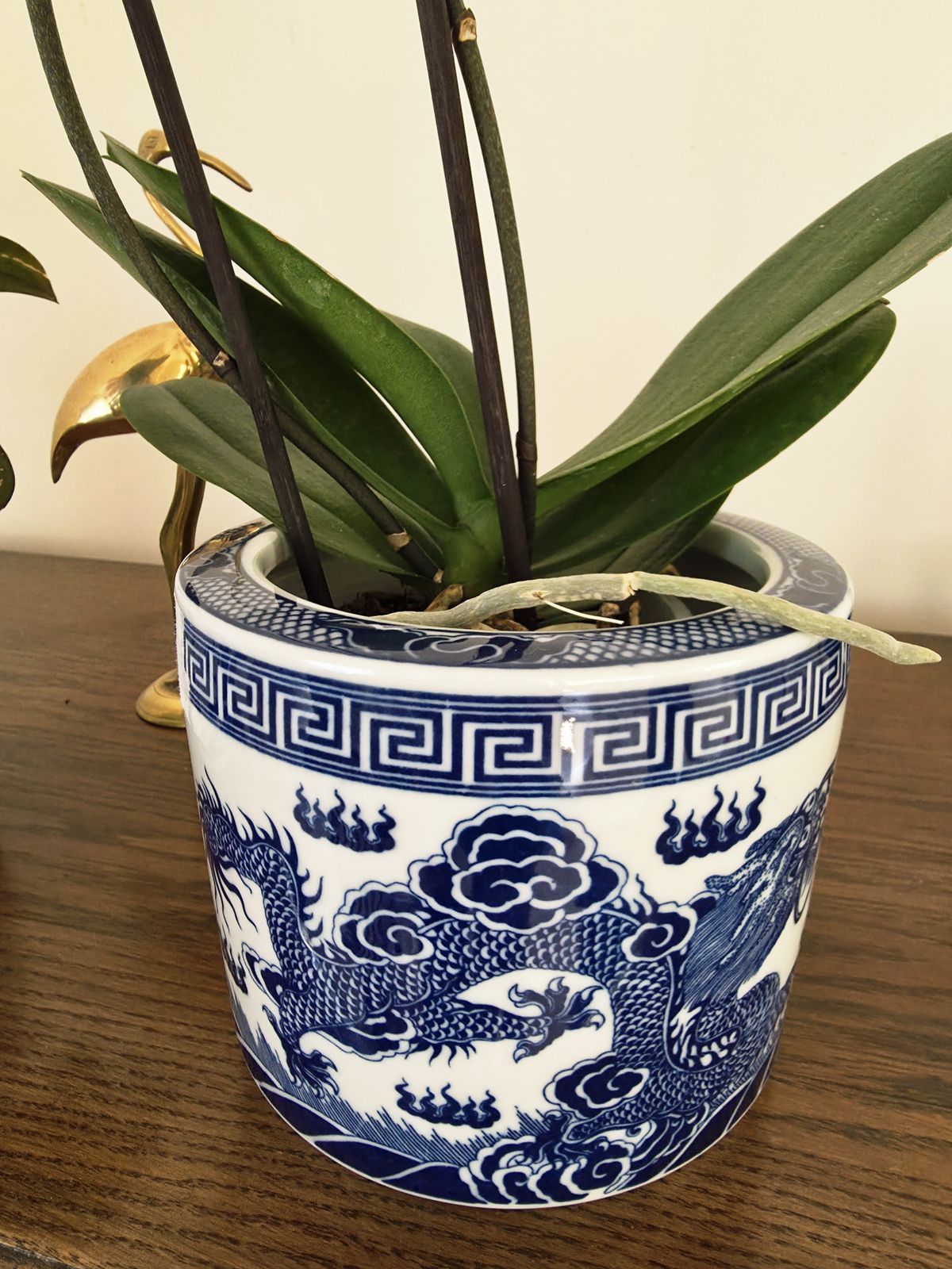 Pair Of Blue & White Bat Trang Vietnamese Dragon Plant Pots photo Home Decor
