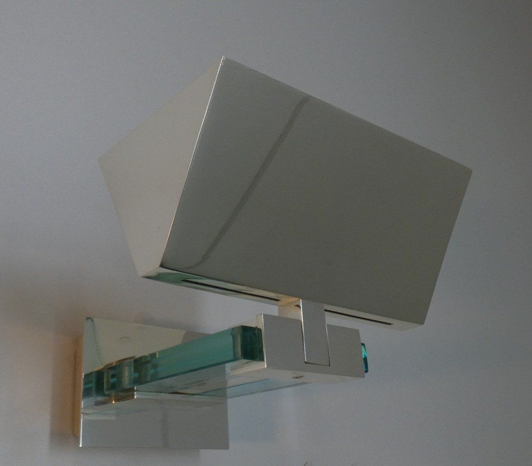 Chrome Steel And Glass Wall Lights By Martini For Fratelli Martin, Italy, 1970s, Set Of 4 photo vintage