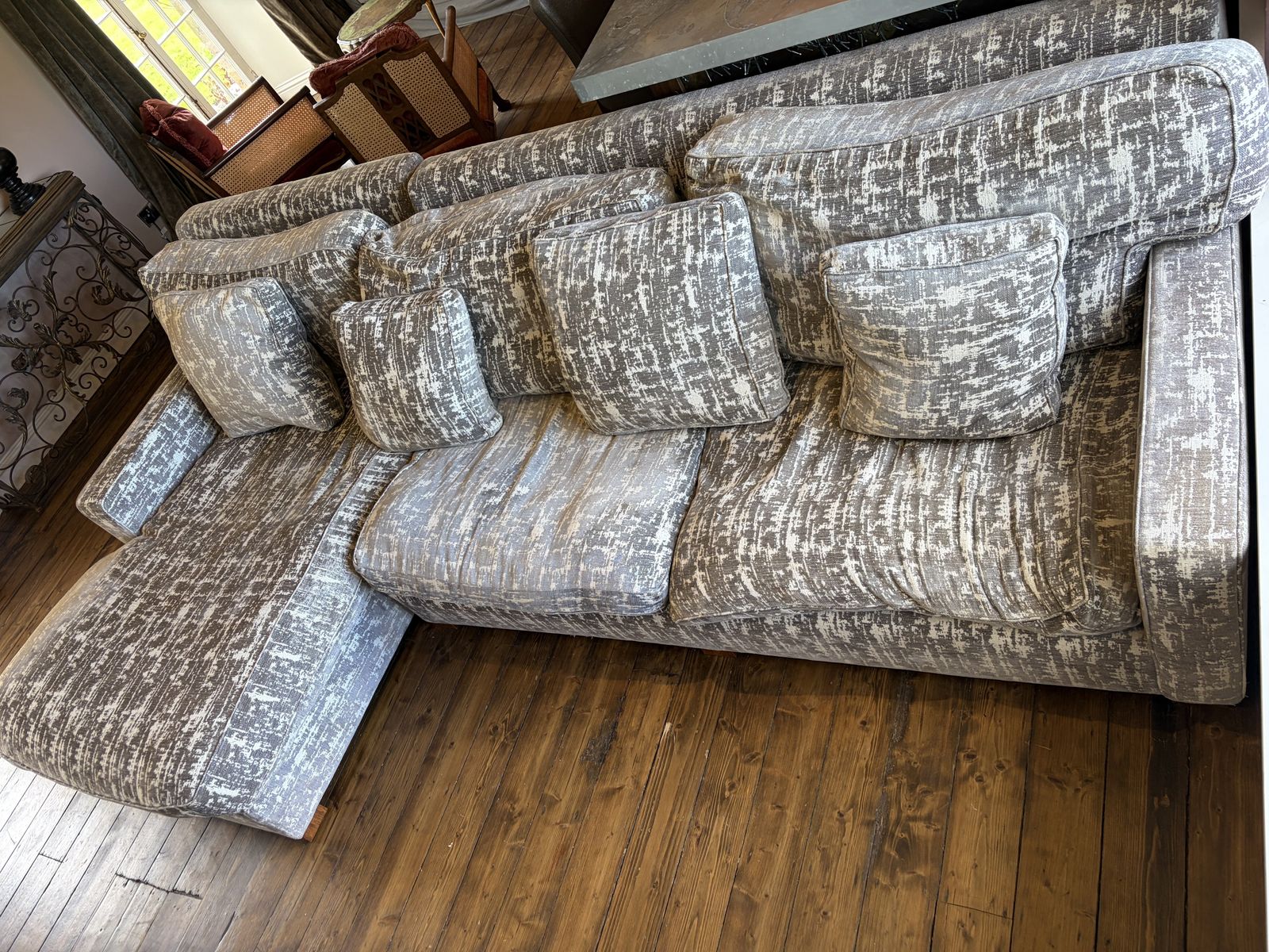L Shaped Giant Sofa   Andrew Martin Fabric   Handmade Copy Of Roche Bobois photo furniture
