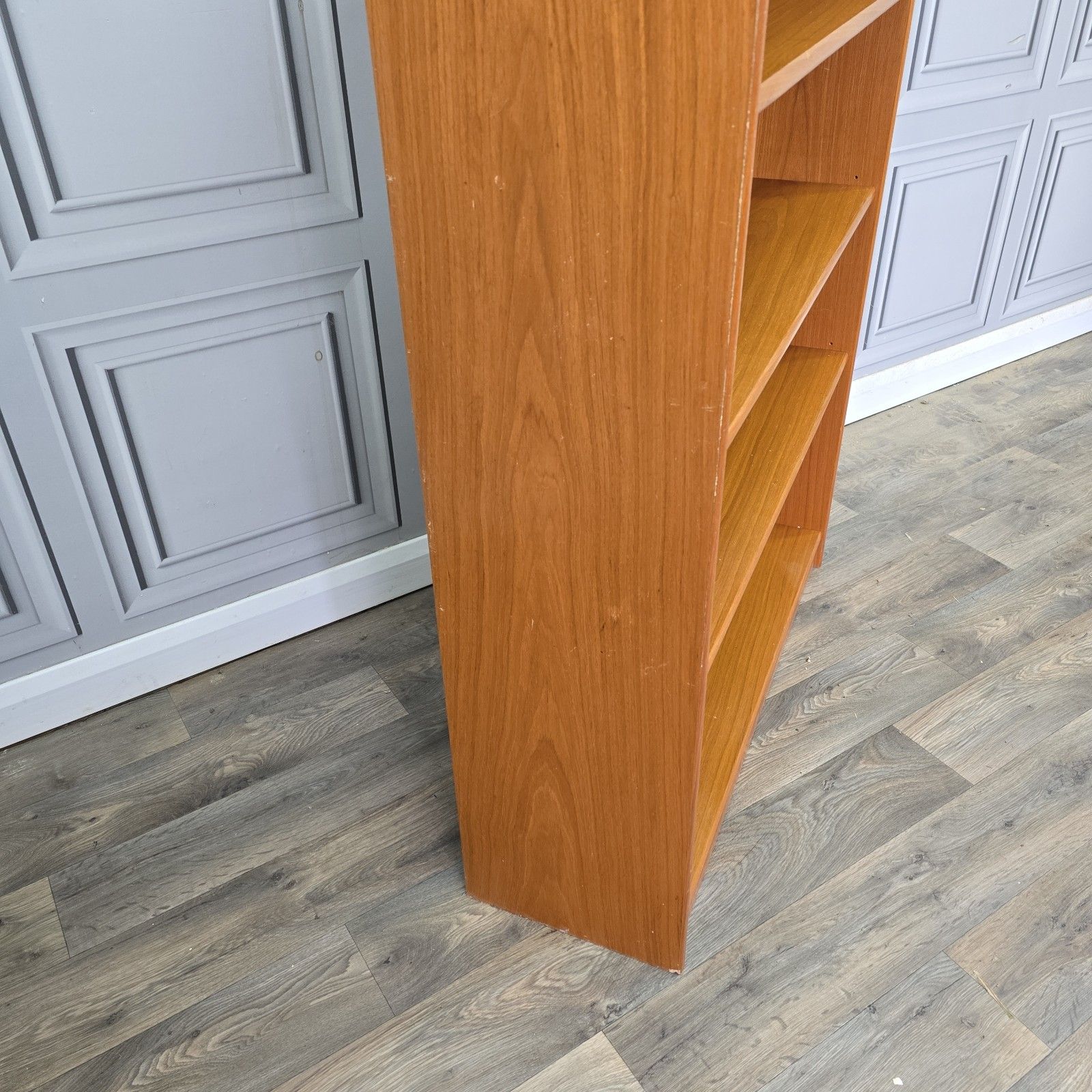 photo for sale Mid Century Bookcase Vintage Teak Effect Open Shelving Unit Retro Shelves