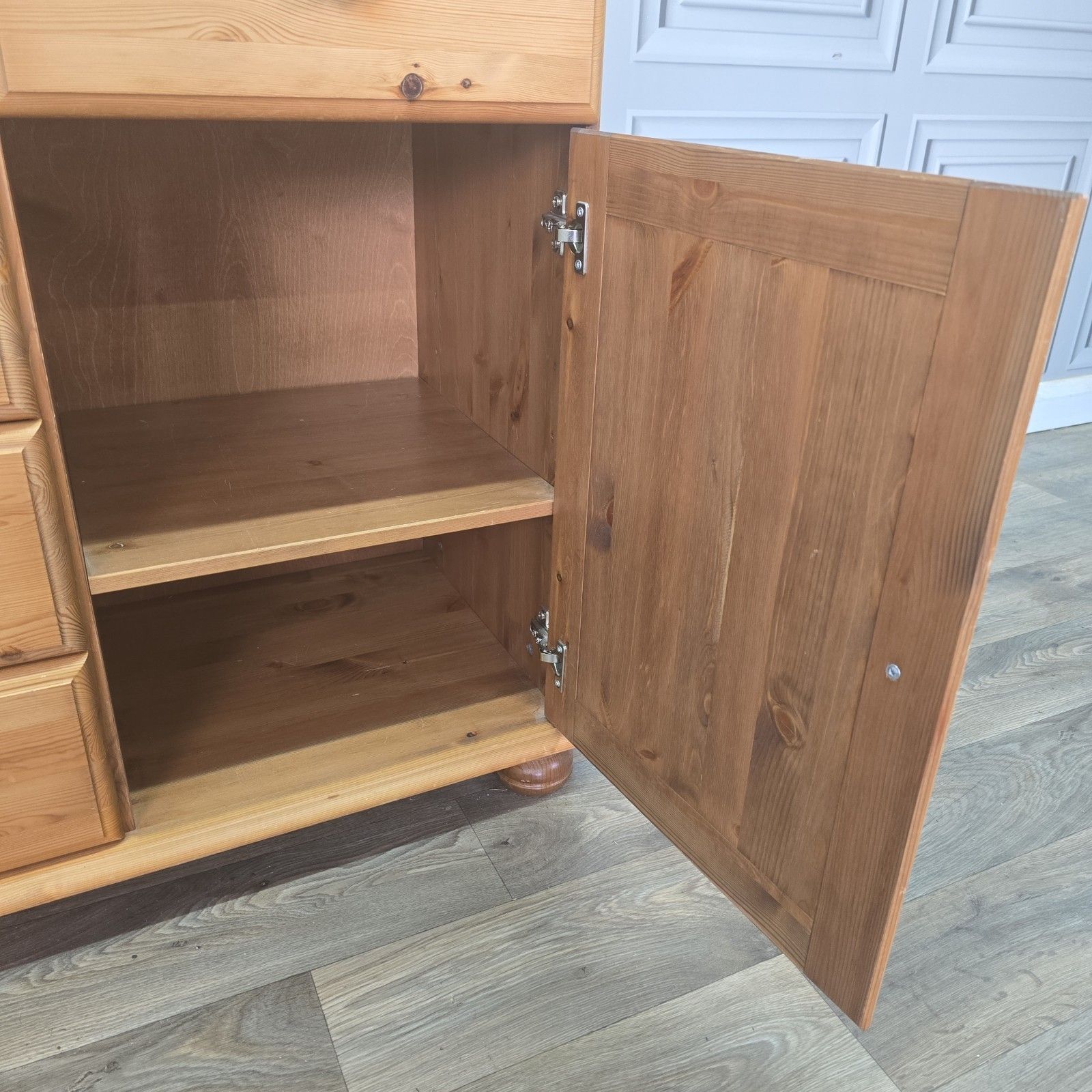 photo buy Vintage Pine Sideboard Cupboard Drawers Country Style Wooden Retro Kitchen Unit