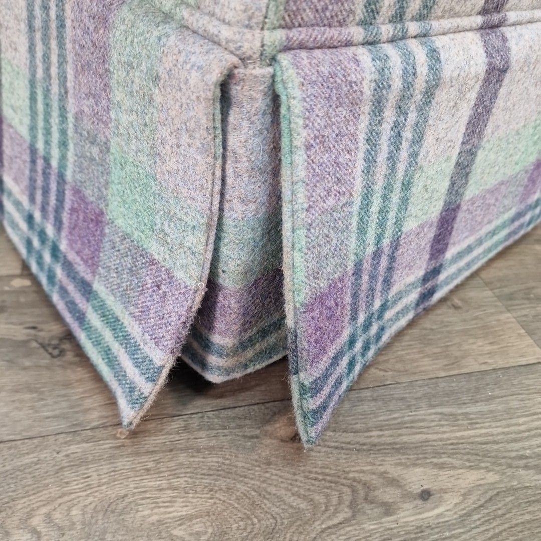 photo for sale Vintage Tartan Foot Stool Upholstered Ottoman Pouffe Country House Style Retro