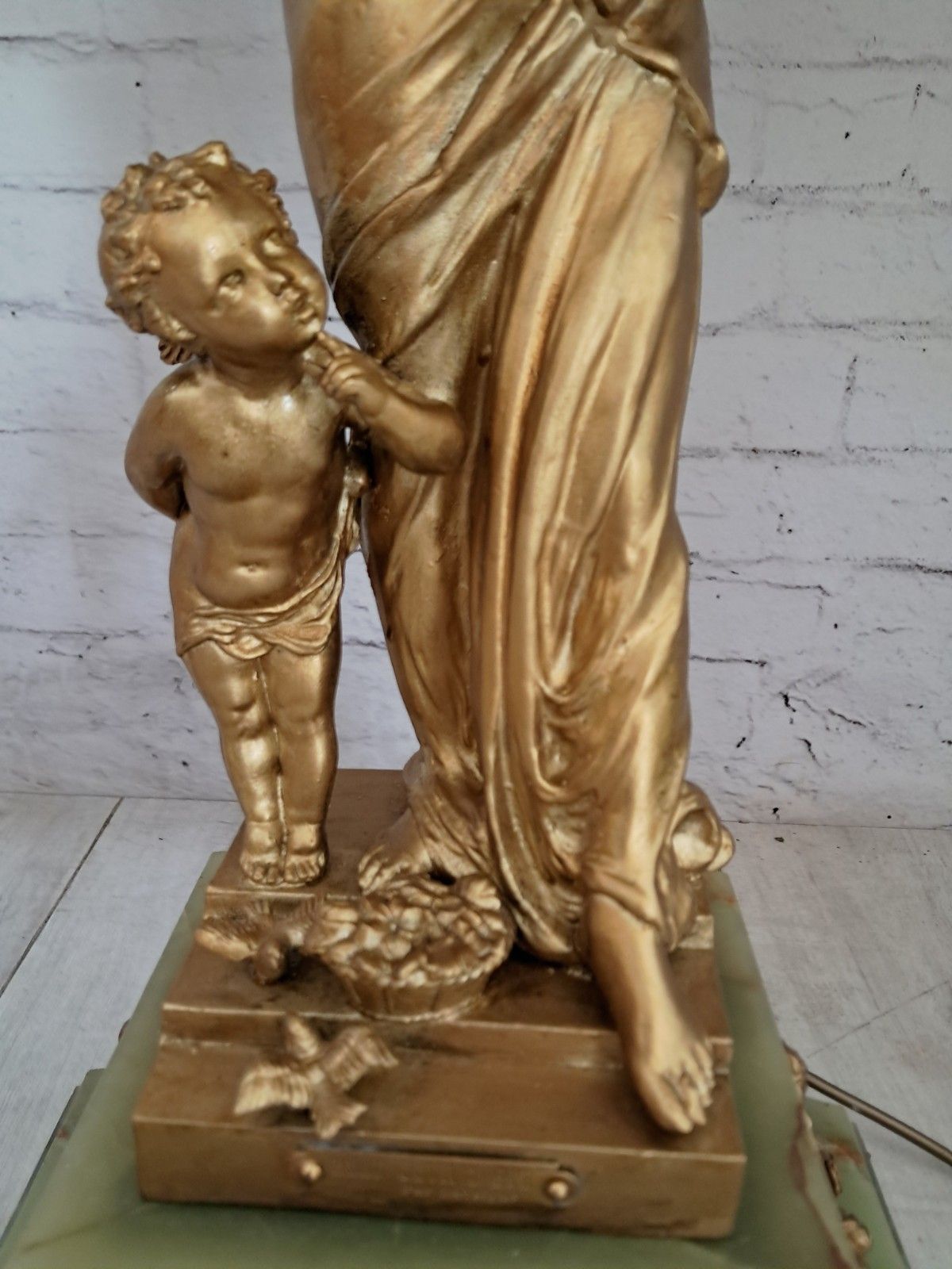 Antique French Gold Gilt  Sculpture Lady Lamp And Marble Clock Lavergne 1890 photo 695.0
