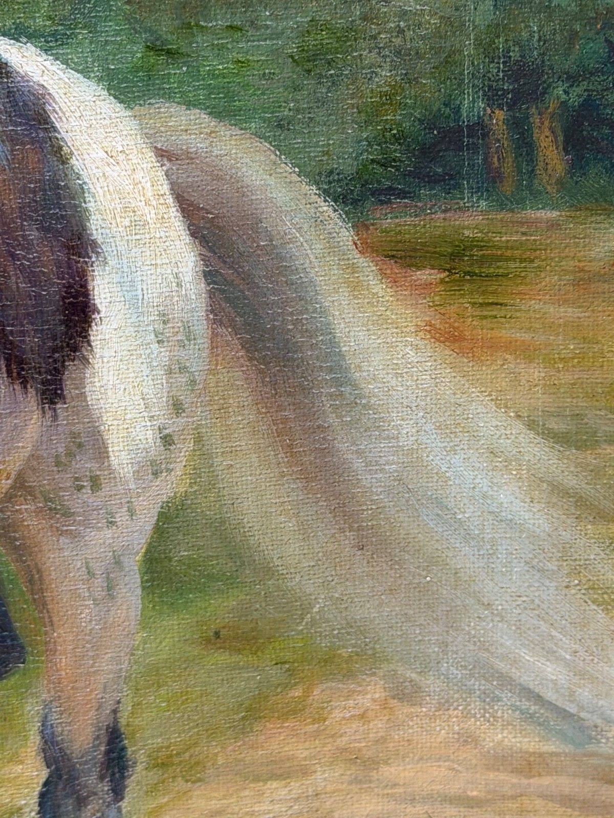 photo vinterior Olieverfschilderij Portret van Wild West Buffalo Bill te Paard op een Grijs Paard, naar Rosa Bonheur