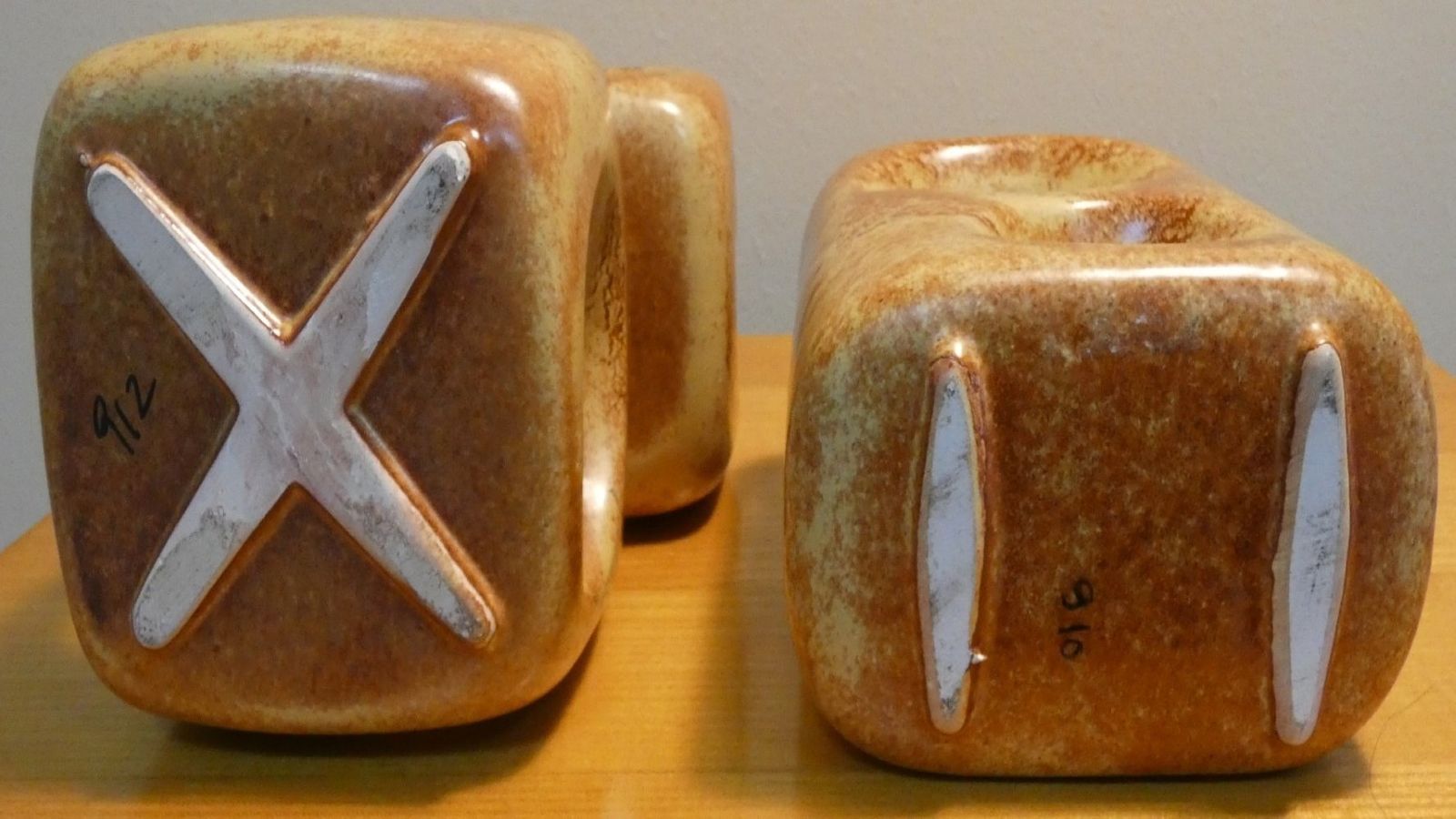 Vases With Geometric Shapes By Roberto Rigon For Bertoncello Ceramiche Darte, Italy, 1970s, Set Of 2 photo buy