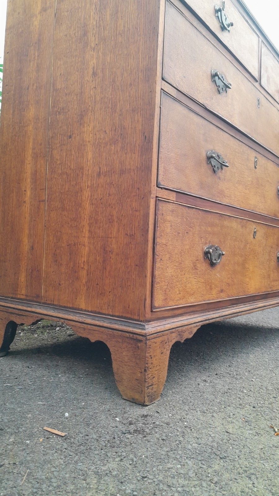 Antique Georgian Solid Oak Chest Of 5 Drawers With Original Handles photo 630.0