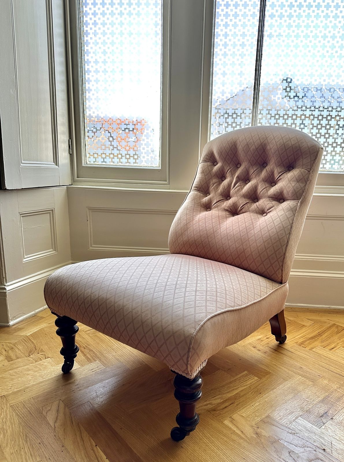 Antique Slipper Chair With Button Back