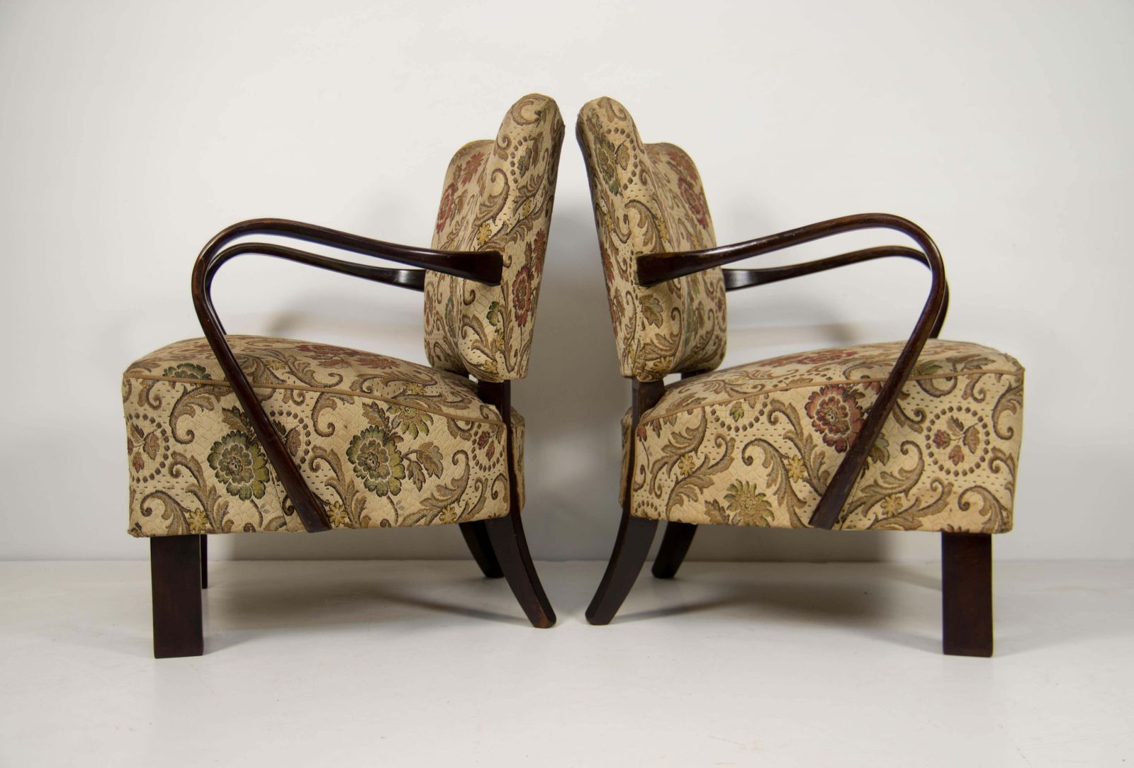 Paire de fauteuils Art Déco H 237 par Jindřich Halabala, République tchèque, années 1930 photo Mobilier