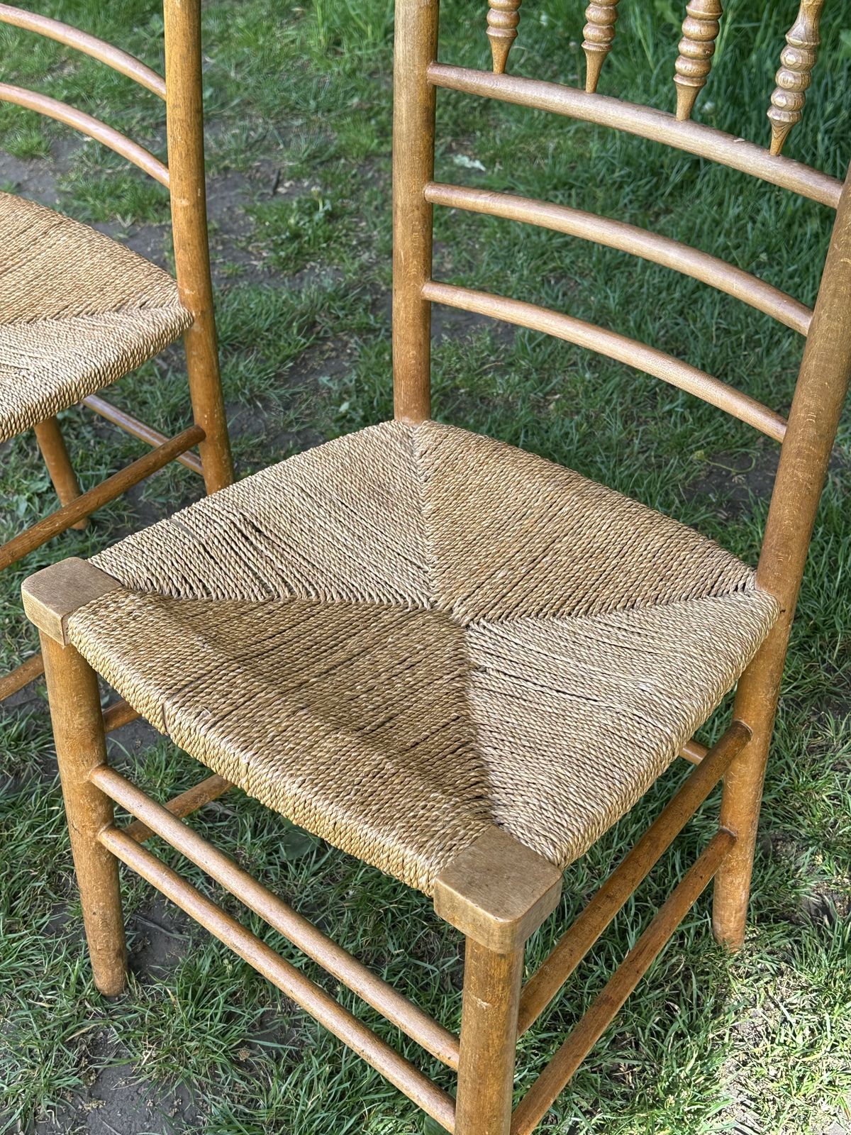 A Pair Of 19th Century Beech And Ash Sussex Chairs, Very Likely Made For Morris & Co. photo for sale
