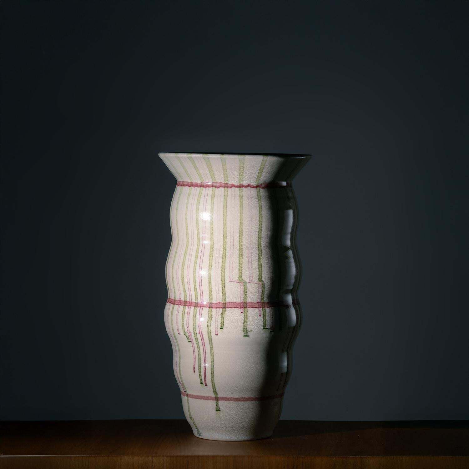 Dutch Mobach Pink Green White Studio Pottery Xxl 46 Cm Large Ceramic Vase photo furniture