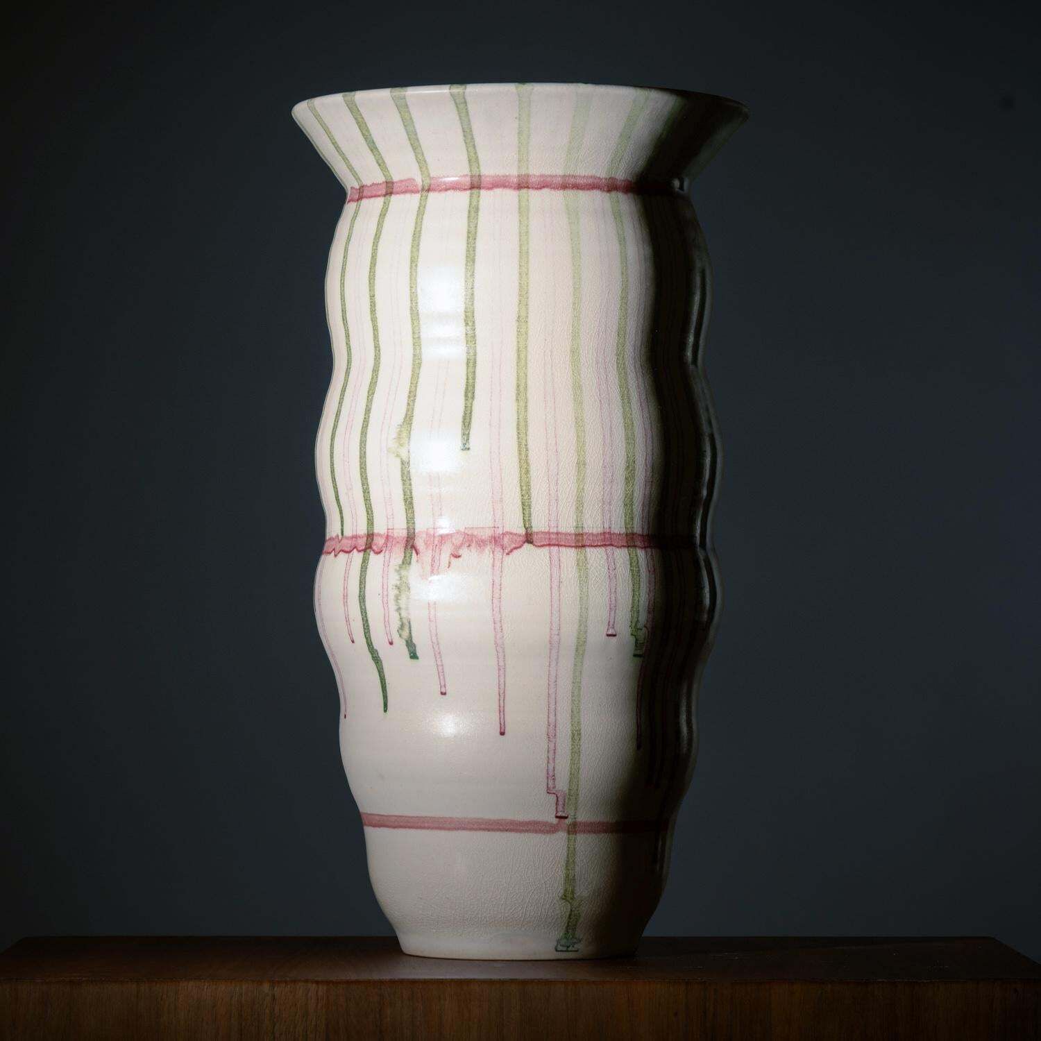 Dutch Mobach Pink Green White Studio Pottery Xxl 46 Cm Large Ceramic Vase photo Home Decor