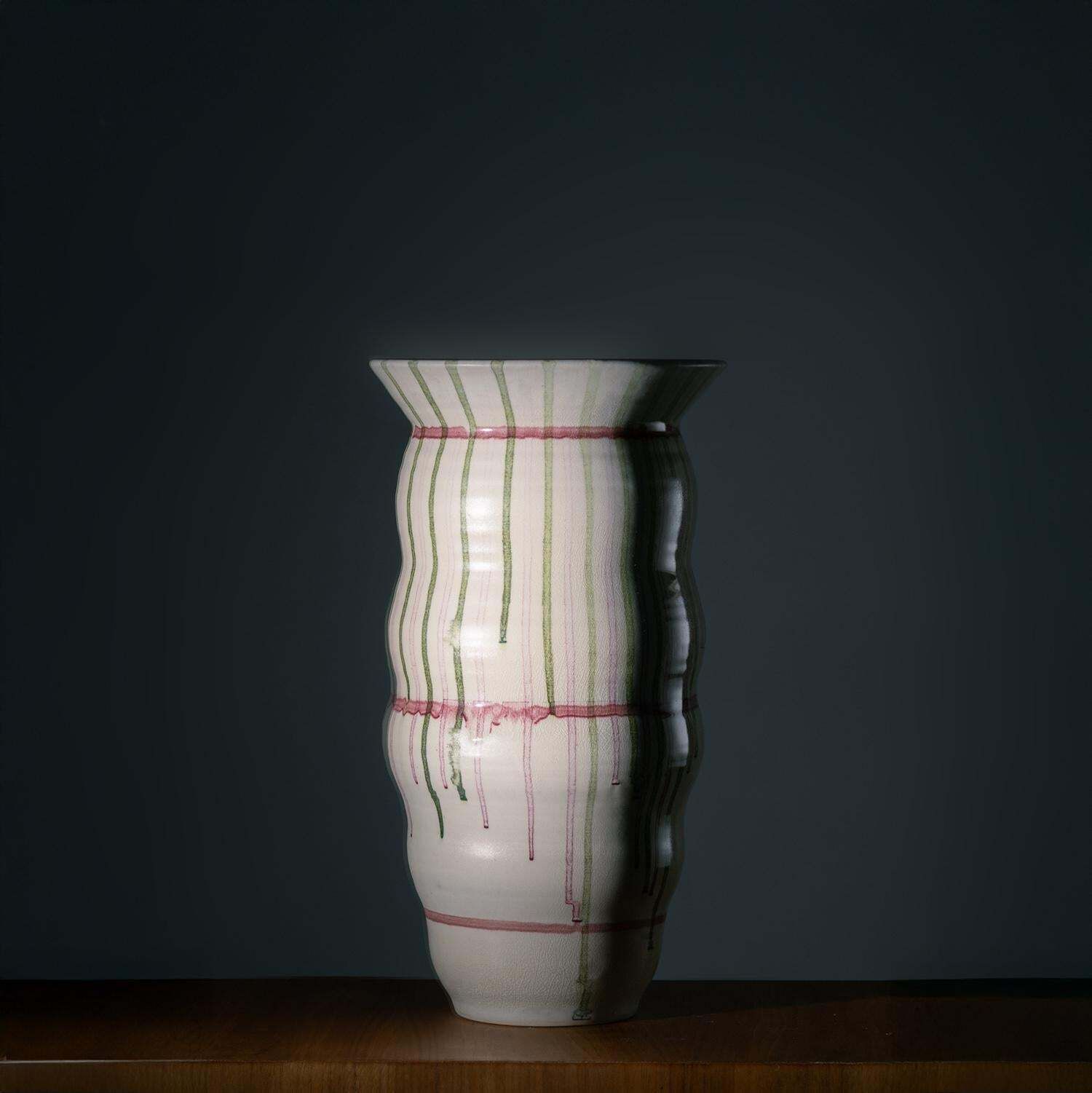 Dutch Mobach Pink Green White Studio Pottery Xxl 46 Cm Large Ceramic Vase photo 1221.0