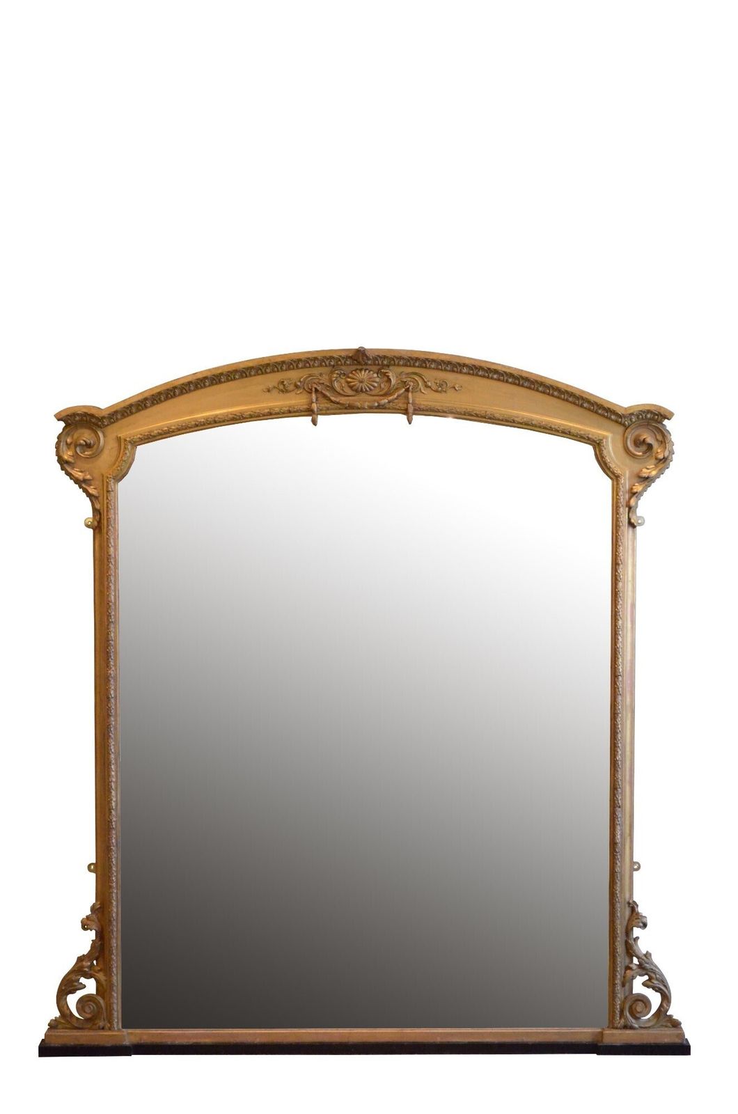 Large Antique Arched And Gilded Wall Mirror Overmantle Mirror H170cm Restored