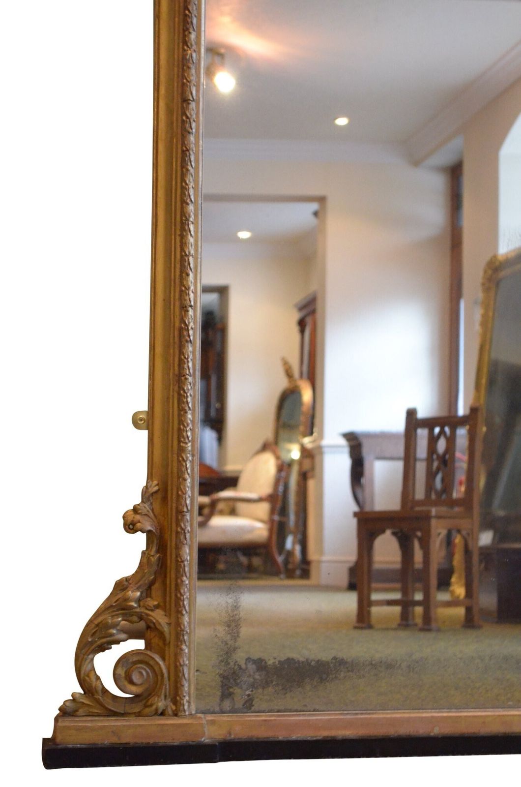Large Antique Arched And Gilded Wall Mirror Overmantle Mirror H170cm Restored photo furniture