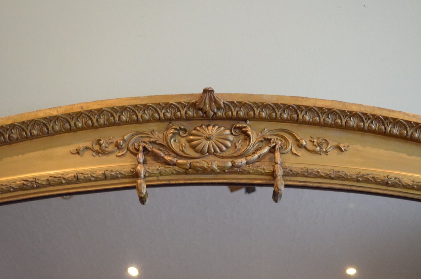 Large Antique Arched And Gilded Wall Mirror Overmantle Mirror H170cm Restored photo 2625.0