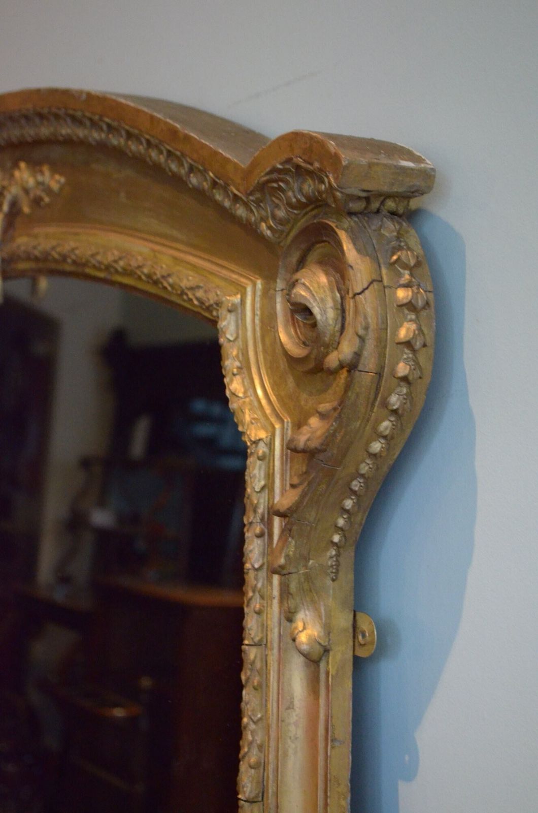 Large Antique Arched And Gilded Wall Mirror Overmantle Mirror H170cm Restored photo buy