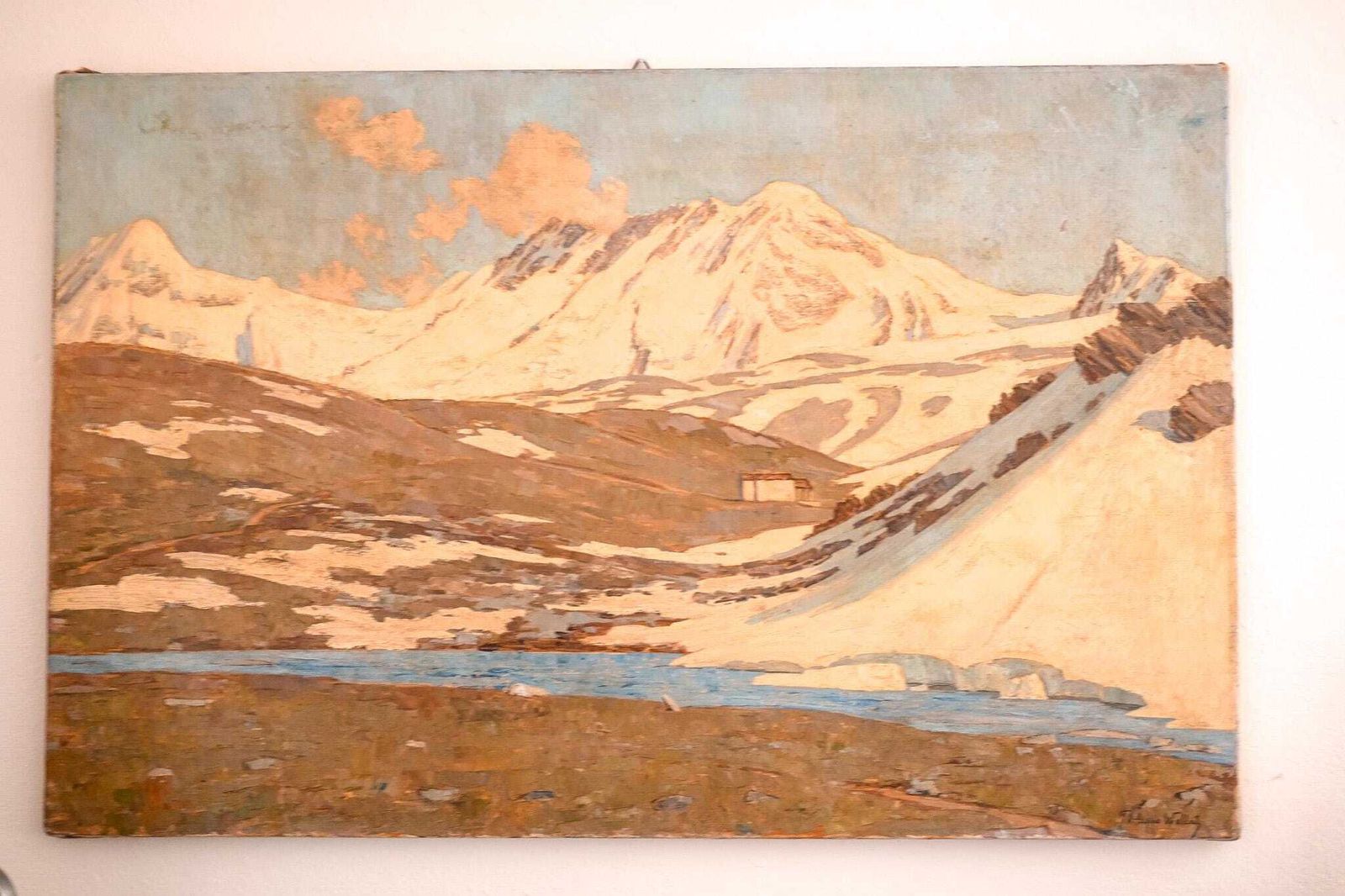 Original Oil Painting Signed Philippe Wallet | Alpine Mountain Landscape | Large Format | Plein Air | 92x60 Cm | French Art photo furniture