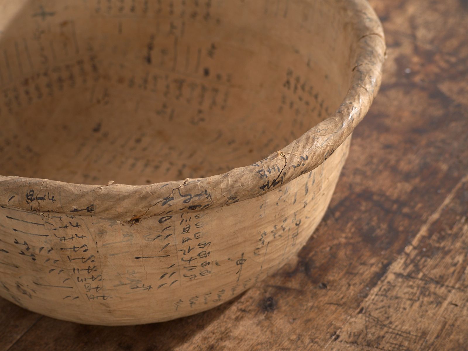 Antique Japanese Tally Bowl In Washi Paper – Japan, Circa 1920 photo for sale