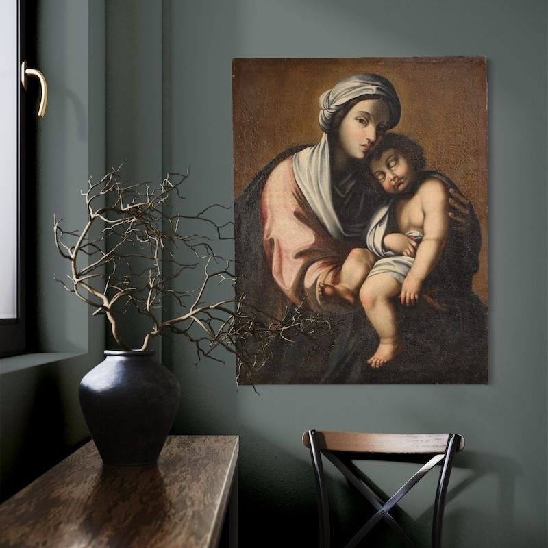photo vintage Peinture italienne d'époque, Madonna and Child, XVIIIe siècle