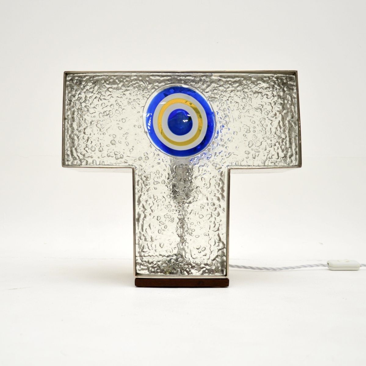 Vintage Italian Glass And Steel Table Lamp photo for sale