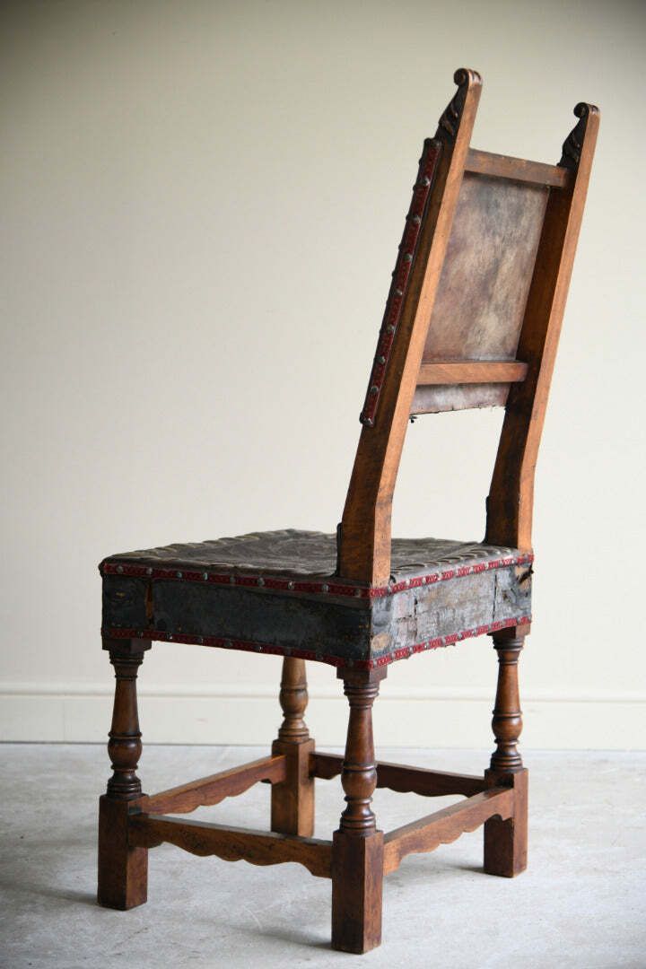 photo for sale Antique Portugese Leather Occasional Chair