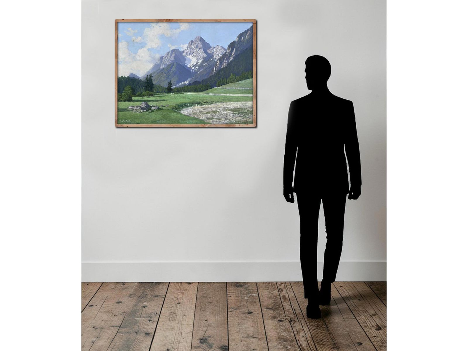 photo vintage Italian Dolomites Painting Cortina – Croda Rossa By Paul Schuler
