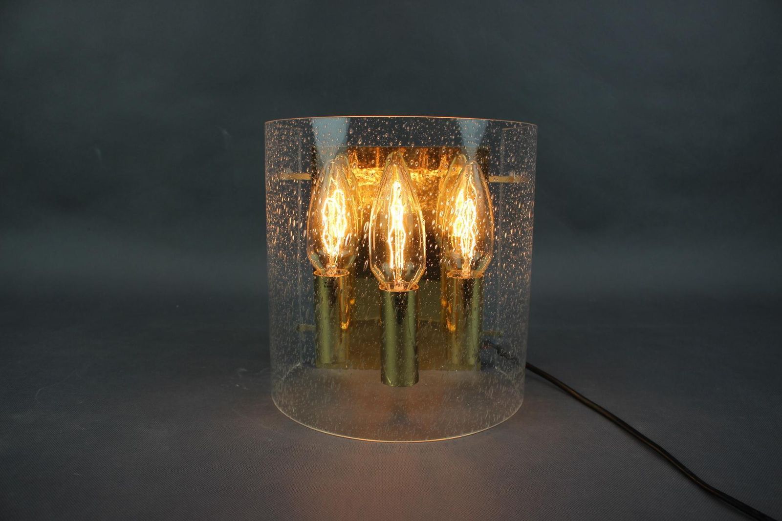 photo vintage Messing en bubbelglas wandlamp uit de jaren 1970, Duitsland
