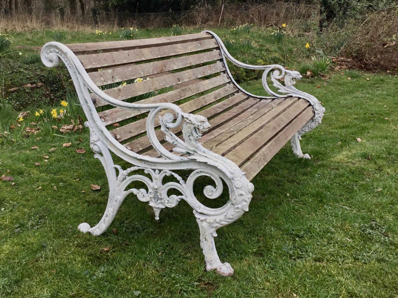 Antique Cast Iron Dragon Park, Garden Bench   Registration Stamp Uk 1863 photo furniture