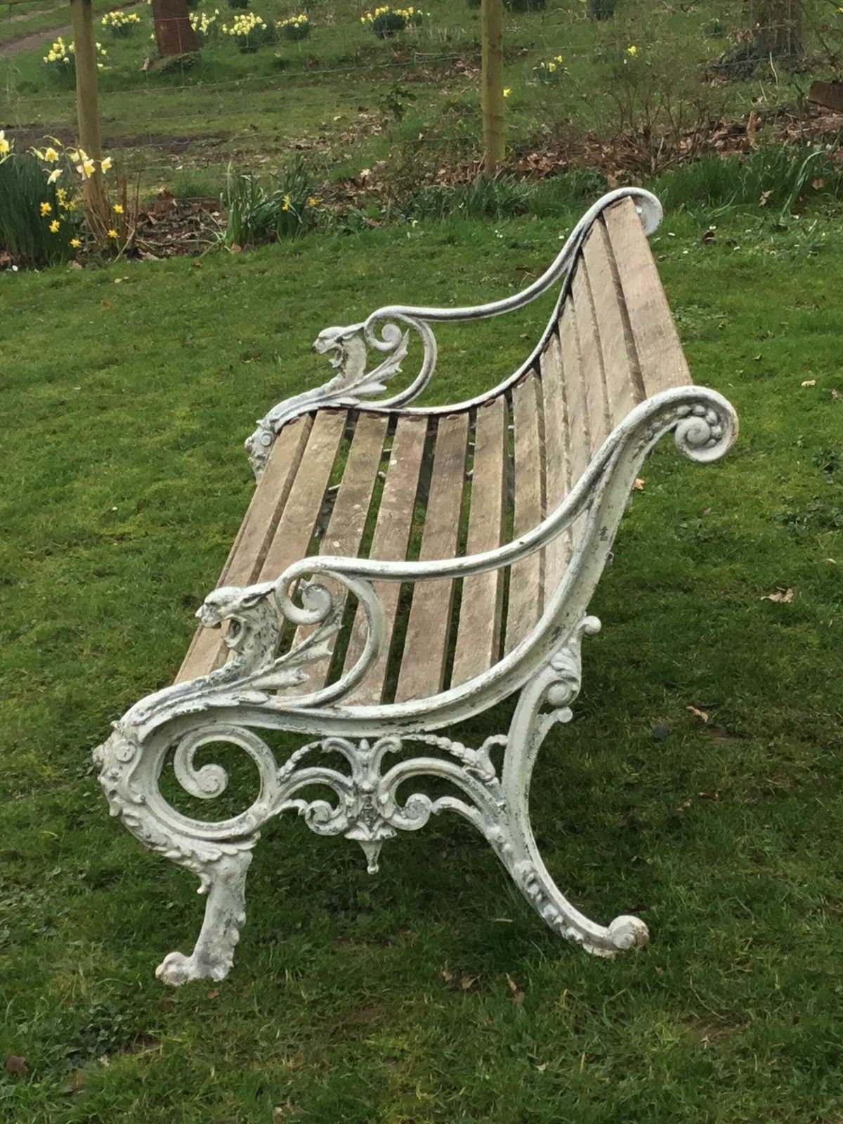 Antique Cast Iron Dragon Park, Garden Bench   Registration Stamp Uk 1863 photo for sale