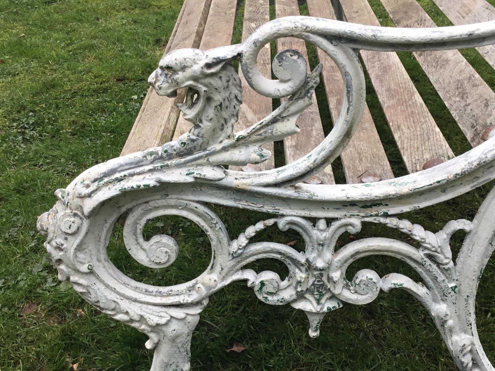 photo furniture Antique Cast Iron Dragon Park, Garden Bench   Registration Stamp Uk 1863