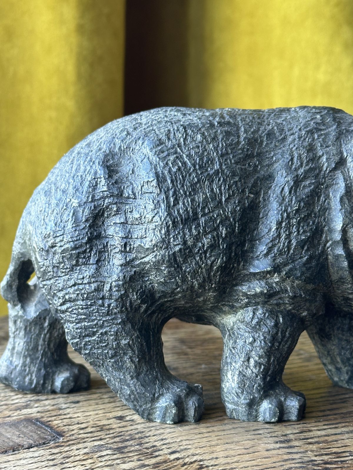 A Unique Carved Serpentine Stone Sculpture Of A  Hippopotamus, Probably West African photo Home Decor