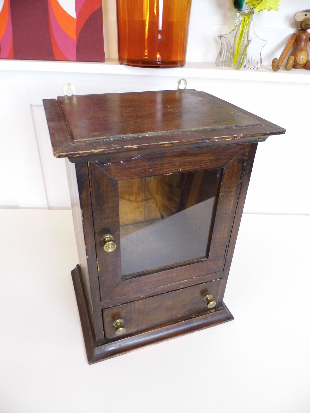 Antique Glazed Pine Apothecary Medicine Bathroom Cabinet Storage Chest Victorian photo Furniture